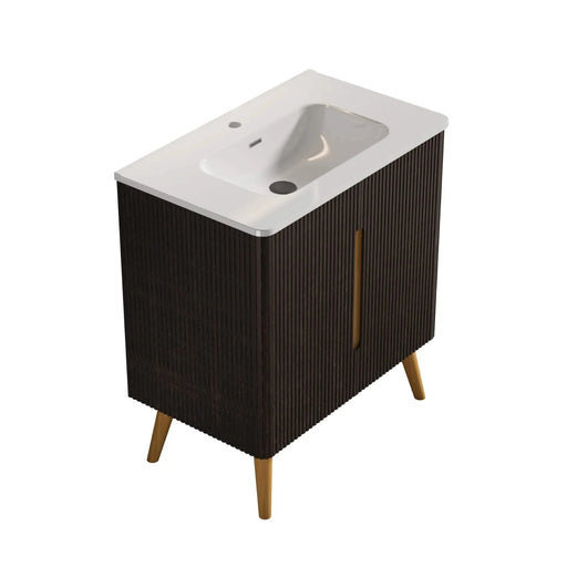 U136-ETNA30F-308 Etna 30' Brushed Black Oakt Bathroom Vanity with Sink, Freestanding & Wall Mounted Bathroom Cabinet Options for Modern Bathrooms, KD Default -DTYStore