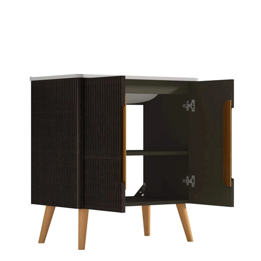 U136-ETNA30F-308 Etna 30' Brushed Black Oakt Bathroom Vanity with Sink, Freestanding & Wall Mounted Bathroom Cabinet Options for Modern Bathrooms, KD Default -DTYStore