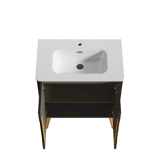 U136-ETNA30F-308 Etna 30' Brushed Black Oakt Bathroom Vanity with Sink, Freestanding & Wall Mounted Bathroom Cabinet Options for Modern Bathrooms, KD Default -DTYStore