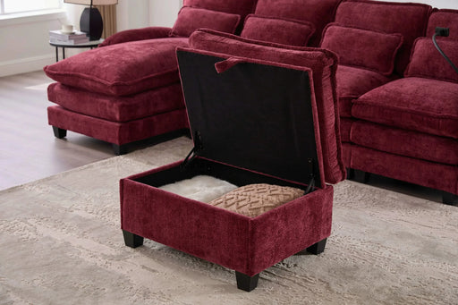 UNITED WE WIN 106' U Shape Sectional Sofa Cloud Couch for Living Room, Upholstery Comfy Modular Sofas, 4 Seat Chenille U-Shaped Sleeper Sofa with Chaise Lounge, Ottoman & Pillows Default -DTYStore