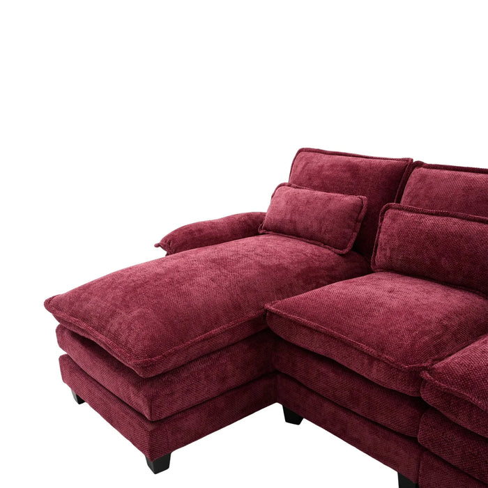 UNITED WE WIN 106' U Shape Sectional Sofa Cloud Couch for Living Room, Upholstery Comfy Modular Sofas, 4 Seat Chenille U-Shaped Sleeper Sofa with Chaise Lounge, Ottoman & Pillows Default -DTYStore