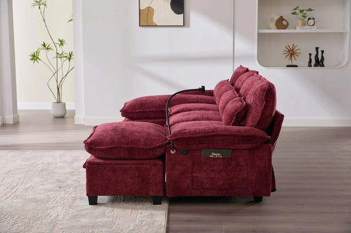 UNITED WE WIN 106' U Shape Sectional Sofa Cloud Couch for Living Room, Upholstery Comfy Modular Sofas, 4 Seat Chenille U-Shaped Sleeper Sofa with Chaise Lounge, Ottoman & Pillows Default -DTYStore