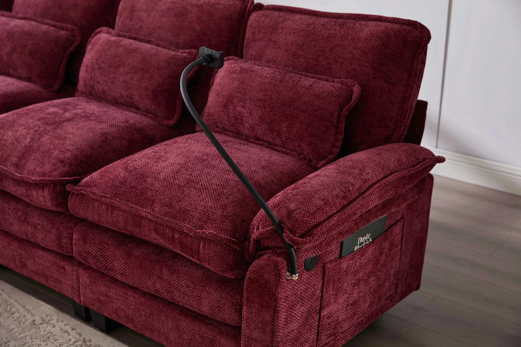 UNITED WE WIN 106' U Shape Sectional Sofa Cloud Couch for Living Room, Upholstery Comfy Modular Sofas, 4 Seat Chenille U-Shaped Sleeper Sofa with Chaise Lounge, Ottoman & Pillows Default -DTYStore