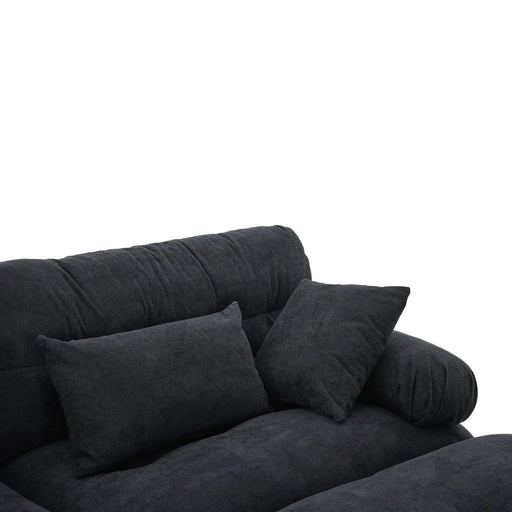 UNITED WE WIN Pelletized velvet U Shape Cloud Couch with 2 Ottomans,Free Combined 3 Seater Comfy Sofa with Bolster Armrest Pillows, sofa for Living Room Default -DTYStore