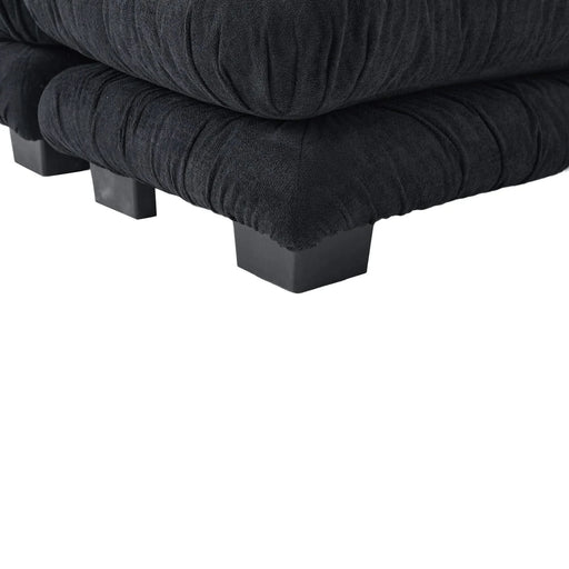 UNITED WE WIN Pelletized velvet U Shape Cloud Couch with 2 Ottomans,Free Combined 3 Seater Comfy Sofa with Bolster Armrest Pillows, sofa for Living Room Default -DTYStore