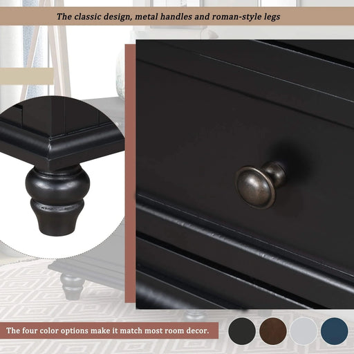 U_STYLE 28'' Painted Nightstand with pull-out tray, Fashion Bedside Cabinet with 3 Drawers, Minimalist Sofa Side Table with rubber legs and Metal handle for Bedroom Sofa Couch Office Default -DTYStore