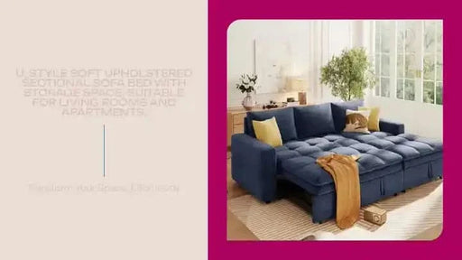 U_STYLE Soft Upholstered Sectional Sofa Bed with Storage Space, Suitable for Living Rooms and Apartments. Default -DTYStore