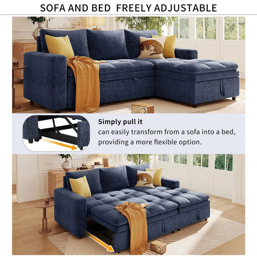 U_STYLE Soft Upholstered Sectional Sofa Bed with Storage Space, Suitable for Living Rooms and Apartments. Default -DTYStore