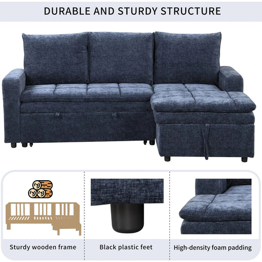 U_STYLE Soft Upholstered Sectional Sofa Bed with Storage Space, Suitable for Living Rooms and Apartments. Default -DTYStore