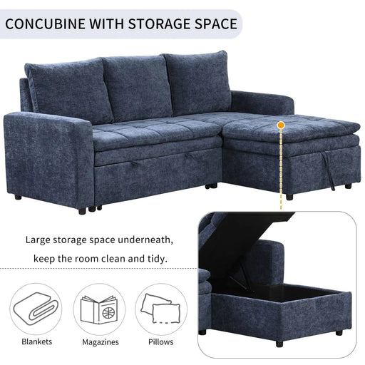U_STYLE Soft Upholstered Sectional Sofa Bed with Storage Space, Suitable for Living Rooms and Apartments. Default -DTYStore