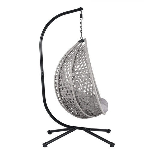 U_STYLE Sturdy Hammock Chair with Stand, Durable Hanging Egg Chair with Rattan Weaving ,Comfortable Indoor Outdoor Swing chairs with Soft Removable Cushion,Suitable for Balcony, Bedroom,or Garden Default -DTYStore