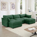 U Shape 3 Seater Deep Seat Sofa Couch with Ottomans,3-Seat Sofa with with 2 Movable Ottomans, Oversized Modular Sectional Sofa with Storage Pull out Drawer Under Each Seat,Chenille Green -DTYStore