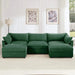 U Shape 3 Seater Deep Seat Sofa Couch with Ottomans,3-Seat Sofa with with 2 Movable Ottomans, Oversized Modular Sectional Sofa with Storage Pull out Drawer Under Each Seat,Chenille Green -DTYStore