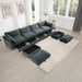 U Shape 4 Seater Deep Seat Sofa Couch with Ottomans,4-Seat Sofa with with 2 Movable Ottomans,, Oversized Modular Sectional Sofa with 6 Seats and Storage Pull out Drawer Under Each Seat,Chenille Gray -DTYStore