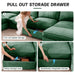 U Shape 4 Seater Deep Seat Sofa Couch with Ottomans,4-Seat Sofa with with 2 Movable Ottomans,, Oversized Modular Sectional Sofa with 6 Seats and Storage Pull out Drawer Under Each Seat,Chenille Green -DTYStore