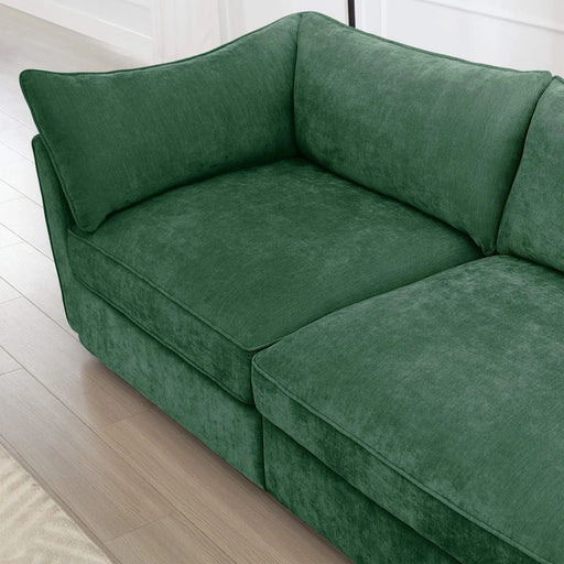 U Shape 4 Seater Deep Seat Sofa Couch with Ottomans,4-Seat Sofa with with 2 Movable Ottomans,, Oversized Modular Sectional Sofa with 6 Seats and Storage Pull out Drawer Under Each Seat,Chenille Green -DTYStore