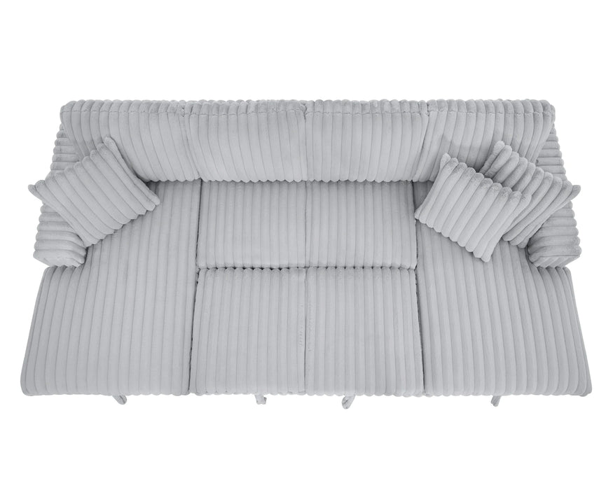 U Shaped Sleeper Sofa, 122 inch Overisze - 2 in 1 Pull Out Bed, Sectional Sleeper Sofa with Double Storage Chaise for Living Room, Rabbit plush Corduroy Fabric Couch, Grey Default -DTYStore