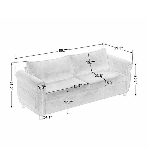 U_Style 80.7'' 2-in-1 Sofa Bed Sleeper with Large Mattress(63''*70.9*3.3 inch), for Living Room Spaces Bedroom Default -DTYStore