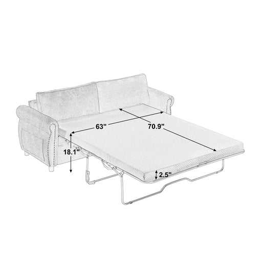 U_Style 80.7'' 2-in-1 Sofa Bed Sleeper with Large Mattress(63''*70.9*3.3 inch), for Living Room Spaces Bedroom Default -DTYStore