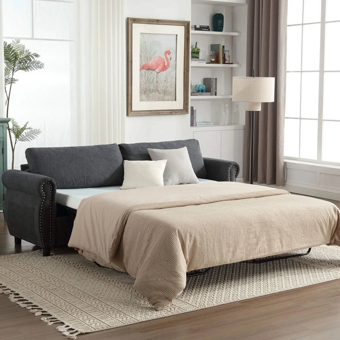 U_Style 80.7'' 2-in-1 Sofa Bed Sleeper with Large Mattress(63''*70.9*3.3 inch), for Living Room Spaces Bedroom Default -DTYStore