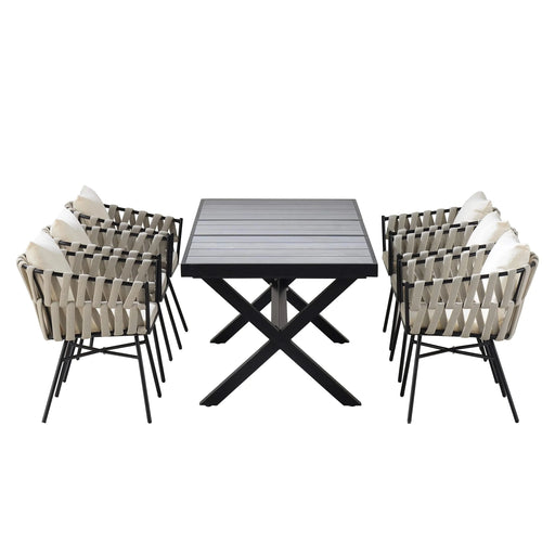 U_Style Discover unmatched flexibility in alfresco dining with six creatively arranged chairs made of polyester woven tape and a table that expands from 62.9 to 82.6 inches to suit any occasion. Default -DTYStore