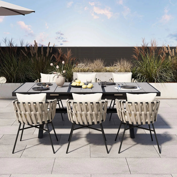U_Style Discover unmatched flexibility in alfresco dining with six creatively arranged chairs made of polyester woven tape and a table that expands from 62.9 to 82.6 inches to suit any occasion. Default -DTYStore