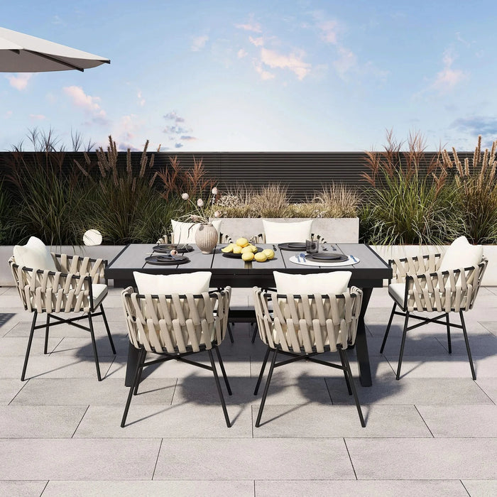 U_Style Discover unmatched flexibility in alfresco dining with six creatively arranged chairs made of polyester woven tape and a table that expands from 62.9 to 82.6 inches to suit any occasion. Default -DTYStore