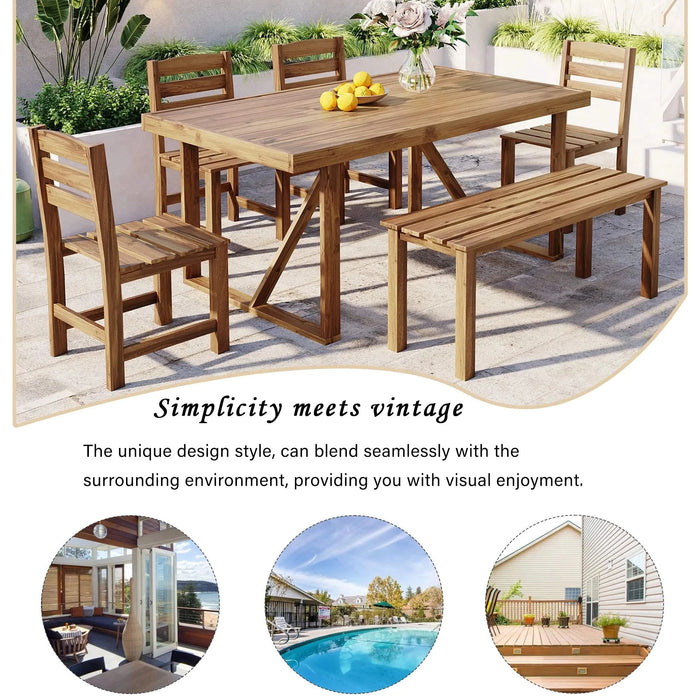 U_Style High-quality Acacia Wood Outdoor Table and Chair Set, Suitable for Patio, Balcony, Backyard(old sku:WY000396AAA) Default -DTYStore
