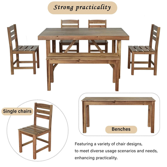 U_Style High-quality Acacia Wood Outdoor Table and Chair Set, Suitable for Patio, Balcony, Backyard(old sku:WY000396AAA) Default -DTYStore