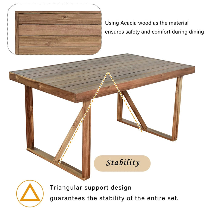 U_Style High-quality Acacia Wood Outdoor Table and Chair Set, Suitable for Patio, Balcony, Backyard(old sku:WY000396AAA) Default -DTYStore