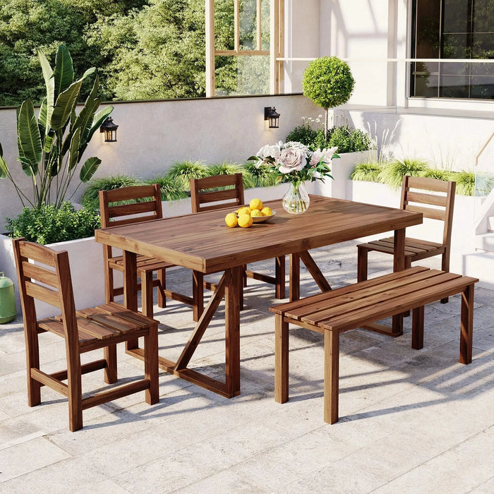 U_Style High-quality Acacia Wood Outdoor Table and Chair Set, Suitable for Patio, Balcony, Backyard(old sku:WY000396AAE) Default -DTYStore