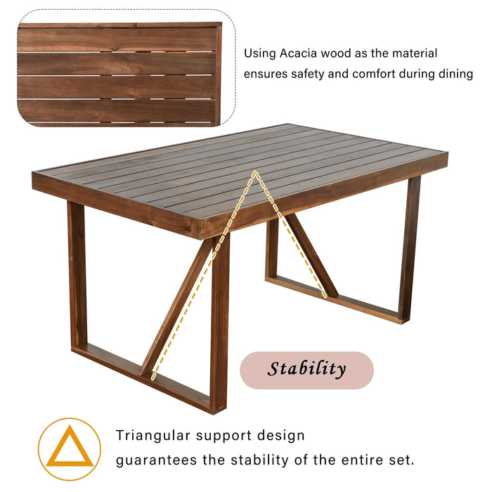 U_Style High-quality Acacia Wood Outdoor Table and Chair Set, Suitable for Patio, Balcony, Backyard(old sku:WY000396AAE) Default -DTYStore