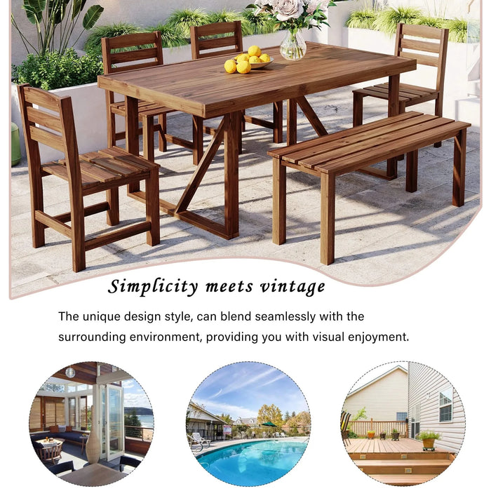 U_Style High-quality Acacia Wood Outdoor Table and Chair Set, Suitable for Patio, Balcony, Backyard(old sku:WY000396AAE) Default -DTYStore