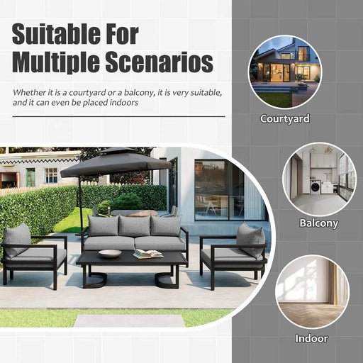 U_Style Multi-person Outdoor Steel Sofa Set, Waterproof, Anti-rust and Anti-uv, Suitable for Gardens and Lawns Default -DTYStore