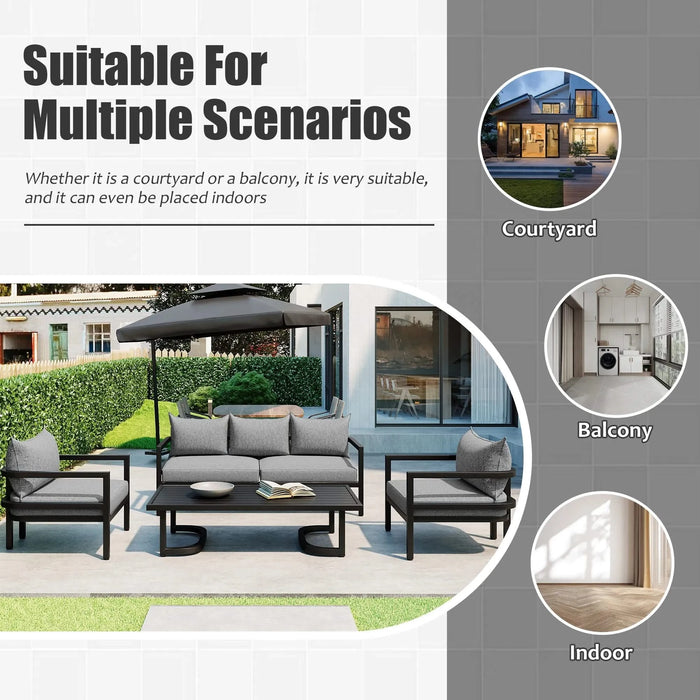 U_Style Multi-person Outdoor Steel Sofa Set, Waterproof, Anti-rust and Anti-uv, Suitable for Gardens and Lawns Default -DTYStore