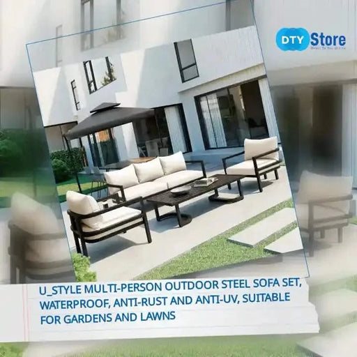 U_Style Multi-person Outdoor Steel Sofa Set, Waterproof, Anti-rust and Anti-uv, Suitable for Gardens and Lawns Default -DTYStore
