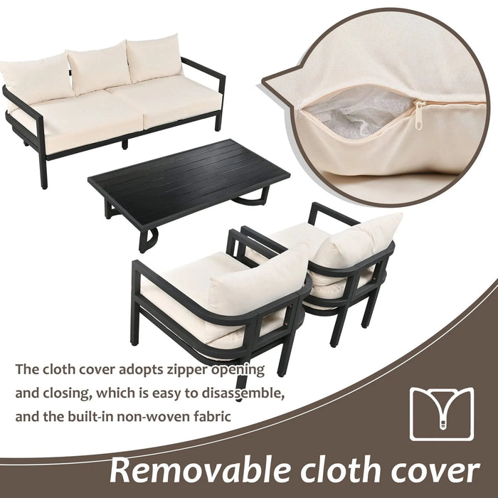 U_Style Multi-person Outdoor Steel Sofa Set, Waterproof, Anti-rust and Anti-uv, Suitable for Gardens and Lawns Default -DTYStore