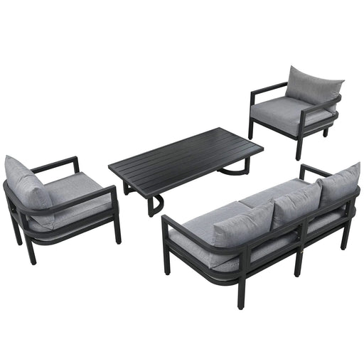 U_Style Multi-person Outdoor Steel Sofa Set, Waterproof, Anti-rust and Anti-uv, Suitable for Gardens and Lawns Default -DTYStore