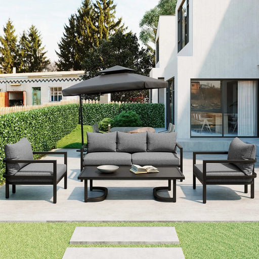U_Style Multi-person Outdoor Steel Sofa Set, Waterproof, Anti-rust and Anti-uv, Suitable for Gardens and Lawns Default -DTYStore