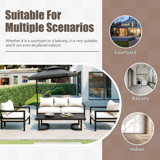 U_Style Multi-person Outdoor Steel Sofa Set, Waterproof, Anti-rust and Anti-uv, Suitable for Gardens and Lawns Default -DTYStore