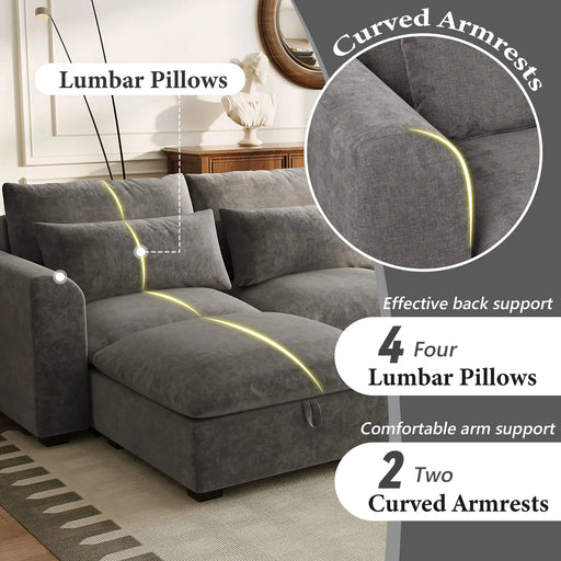 U_Style U-shaped Freely Transformable Modular Corner Sofa with Two Ottomans, Suitable for Living Rooms, Studies, Home Theaters, and More. Default -DTYStore