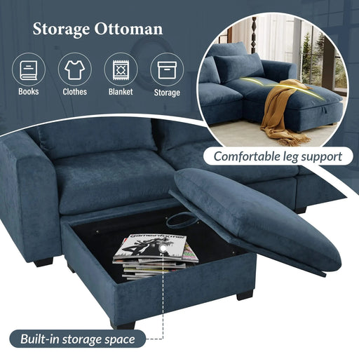 U_Style U-shaped Freely Transformable Modular Corner Sofa with Two Ottomans, Suitable for Living Rooms, Studies, Home Theaters, and More. Default -DTYStore