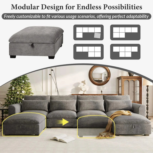U_Style U-shaped Freely Transformable Modular Corner Sofa with Two Ottomans, Suitable for Living Rooms, Studies, Home Theaters, and More. Default -DTYStore