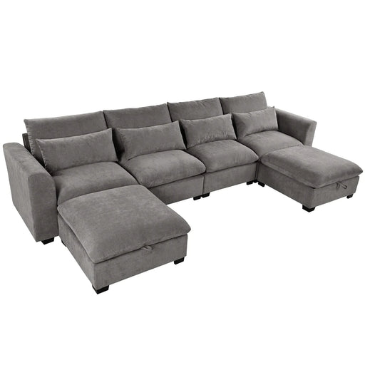 U_Style U-shaped Freely Transformable Modular Corner Sofa with Two Ottomans, Suitable for Living Rooms, Studies, Home Theaters, and More. Default -DTYStore