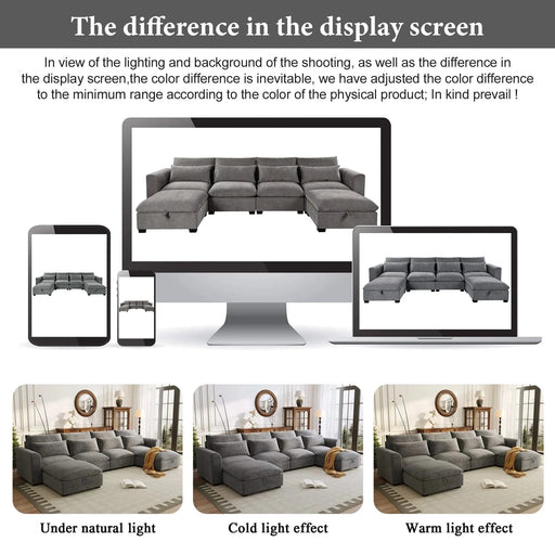 U_Style U-shaped Freely Transformable Modular Corner Sofa with Two Ottomans, Suitable for Living Rooms, Studies, Home Theaters, and More. Default -DTYStore