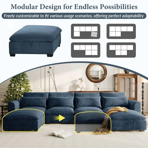 U_Style U-shaped Freely Transformable Modular Corner Sofa with Two Ottomans, Suitable for Living Rooms, Studies, Home Theaters, and More. Default -DTYStore