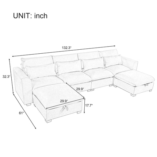 U_Style U-shaped Freely Transformable Modular Corner Sofa with Two Ottomans, Suitable for Living Rooms, Studies, Home Theaters, and More. Default -DTYStore