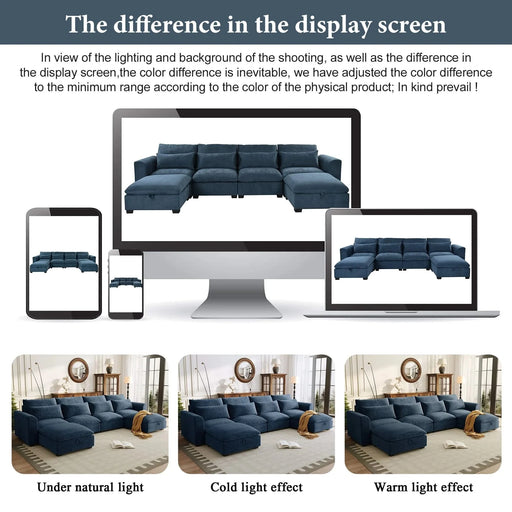 U_Style U-shaped Freely Transformable Modular Corner Sofa with Two Ottomans, Suitable for Living Rooms, Studies, Home Theaters, and More. Default -DTYStore