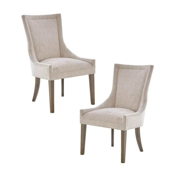 Ultra Dining Side Chair Set of 2 with Chenille Upholstery in Cream and Solid Wood Legs Default -DTYStore