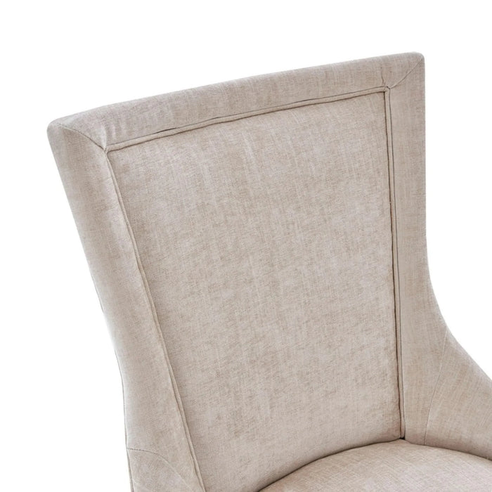 Ultra Dining Side Chair Set of 2 with Chenille Upholstery in Cream and Solid Wood Legs Default -DTYStore